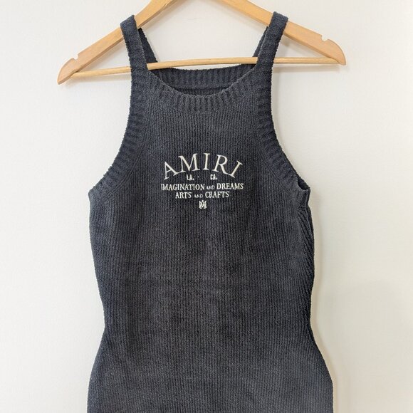 Amiri Logo Ribbed-knit Cotton-blend Minidress - Picture 1 of 5